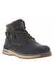 Thumbnail Bottines bleu marine à talon plat avec un zip et des lacets ronds - Image 3