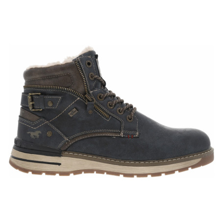 Bottines bleu marine à talon plat avec un zip...