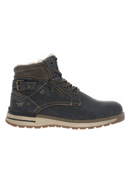 Bottines bleu marine à talon plat avec un zip...