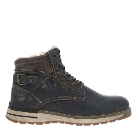 Bottines bleu marine à talon plat avec un zip...