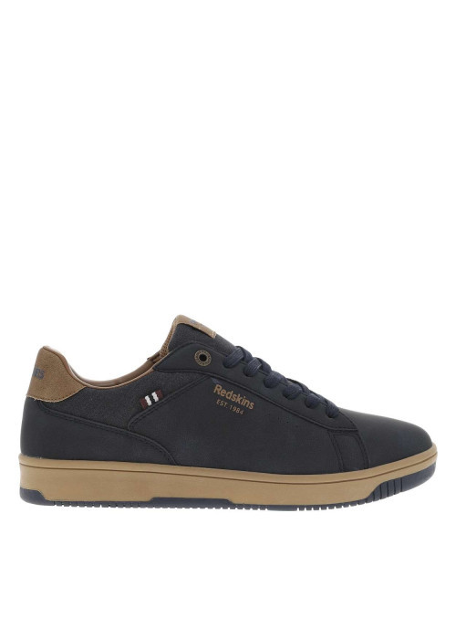 Tennis bleu marine à talon plat avec des lacets et nom de la marque en relief