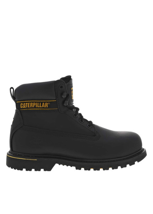 Bottines en cuir noires à talon décroché bas avec des lacets ronds