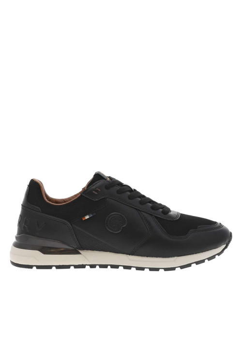 Baskets running noires à talon plat avec des lacets et logo cousu