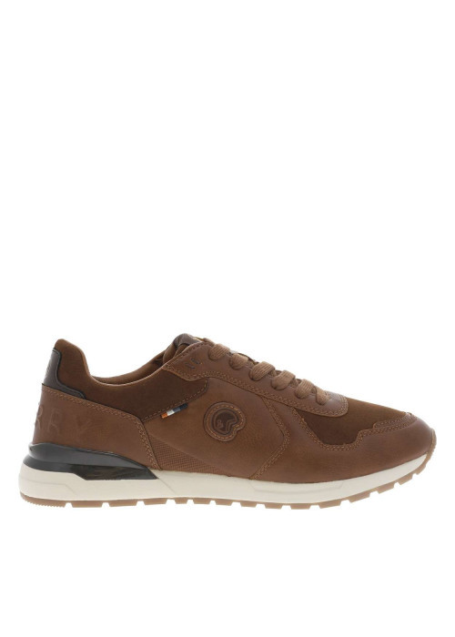 Baskets running cognac à talon plat avec des lacets et logo cousu