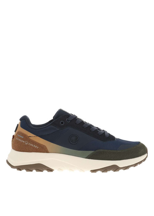 Baskets running bleu marine à talon plat avec des lacets et logo