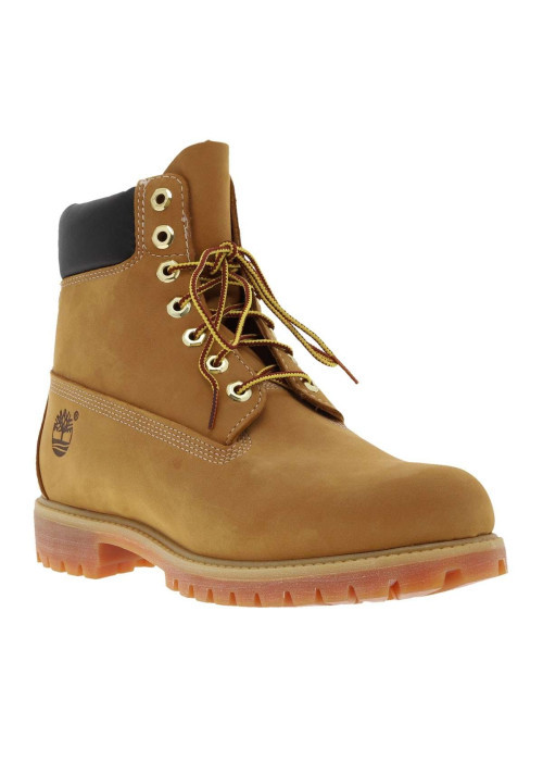 Bottines en cuir nubuck miel à talon plat avec des lacets ronds