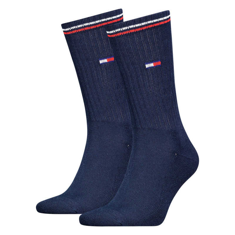 Tommy Jeans - Chaussettes Hautes En Coton Mélangé Marine Unies Avec Un Logo à La Cheville - Marine Tommy Jeans - Chaussettes Hautes En Coton Mélangé Marine Unies Avec Un Logo à La Cheville - Marine