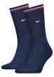 Thumbnail Chaussettes hautes en coton mélangé marine unies avec un logo à la cheville