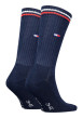 Thumbnail Chaussettes hautes en coton mélangé marine unies avec un logo à la cheville - Image 2