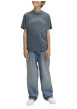 Thumbnail T-shirt en coton gris uni avec une coupe droite et un col rond - Image 3
