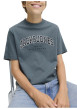 Thumbnail T-shirt en coton gris uni avec une coupe droite et un col rond - Image 5