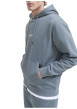 Thumbnail Sweat en coton mélangé bleu uni avec une coupe droite et un col à capuche - Image 5