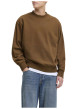Thumbnail Sweat en coton mélangé camel uni à coupe droite avec un col rond - Image 5