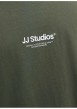 Thumbnail T-shirt en coton vert uni avec une coupe droite et un col rond - Image 2