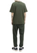 Thumbnail T-shirt en coton vert uni avec une coupe droite et un col rond - Image 4