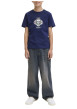 Thumbnail T-shirt en coton marine avec un imprimé squelette et un col rond - Image 3