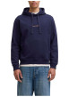 Thumbnail Sweat en coton marine uni avec un col à capuche et cordon de serrage - Image 3