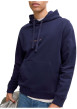 Thumbnail Sweat en coton marine uni avec un col à capuche et cordon de serrage - Image 6