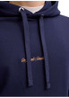 Thumbnail Sweat en coton marine uni avec un col à capuche et cordon de serrage - Image 7