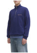 Thumbnail Sweat en coton marine uni avec un col montant et fermeture à glissière - Image 3