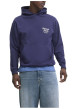 Thumbnail Sweat en coton marine uni avec un col à capuche et poche traversante - Image 3