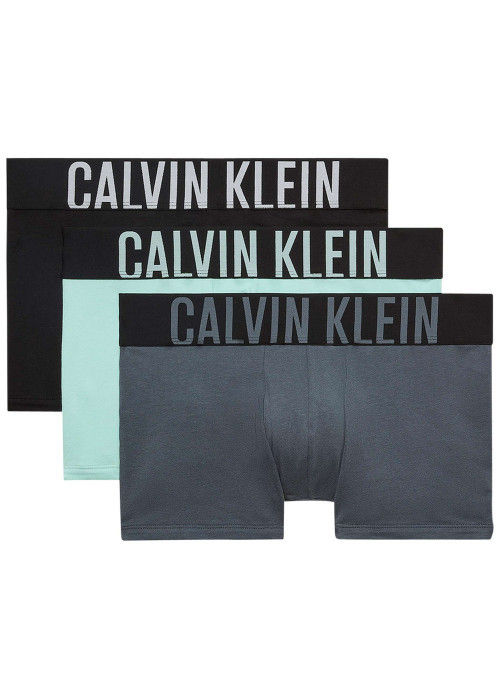 Lot de 3 boxers classiques en coton multicolores unis avec logo imprimé