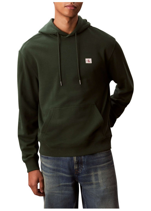 Sweat en coton sapin uni avec une coupe droite et un col à capuche