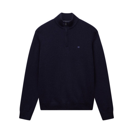 Pull en laine mélangée marine uni avec une...