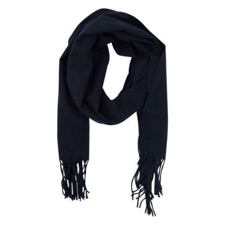 Echarpe noir en maille fine avec des franges...