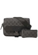 Thumbnail Sac à bandoulière anthracite orné d'un motif monogramme contrasté