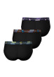 Thumbnail Lot de 3 slips noirs unis avec une bande de différentes couleurs sur chaque slip - Image 2
