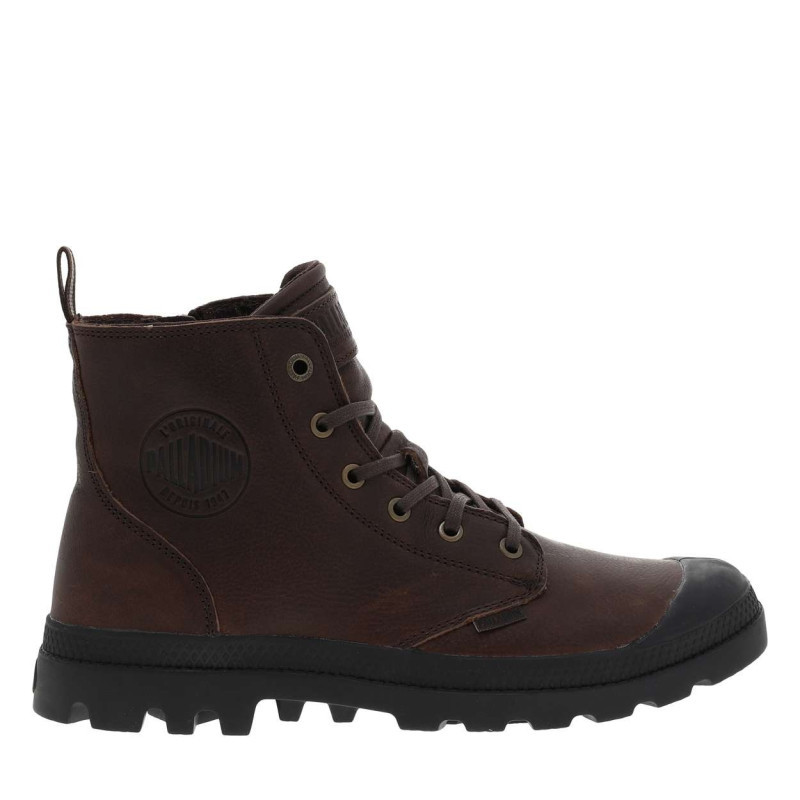 Palladium - Bottines En Cuir Marron à Talon Plat Avec Des Lacets Et Un Zip Latéral - Marron Palladium - Bottines En Cuir Marron à Talon Plat Avec Des Lacets Et Un Zip Latéral - Marron
