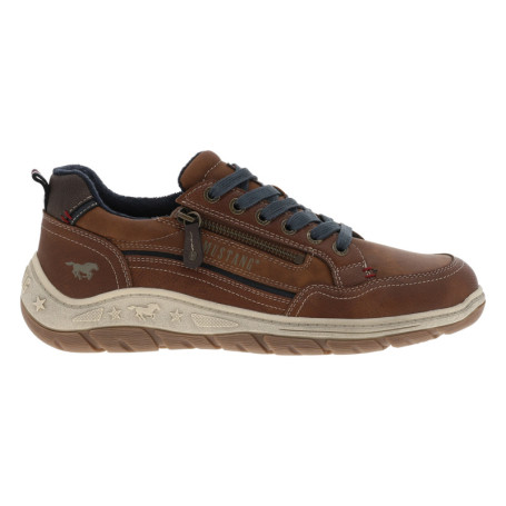 Sneakers cognac à talon plat avec des lacets et...