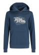 Thumbnail Sweat en coton mélangé bleu imprimé avec une coupe droite et un col à capuche