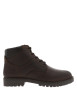 Thumbnail Bottines en cuir café à talon décroché bas avec un zip et des lacets ronds