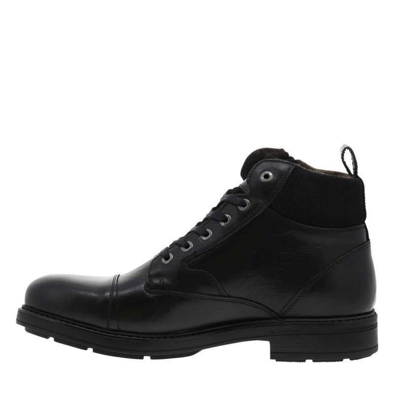 Redskins - Bottines En Cuir Noires à Talon Décroché Bas Avec Des Lacets Et Un Zip Latéral - Noires