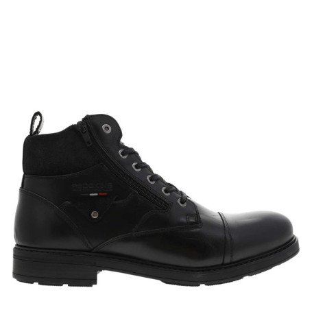 Bottines en cuir noires à talon décroché bas...