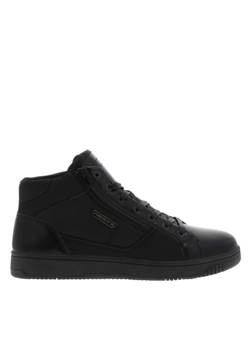 Baskets noires à talon plat avec des lacets et un zip latéral