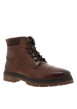 Thumbnail Bottines en cuir cognac à talon décroché bas avec un zip et des lacets ronds - Image 3