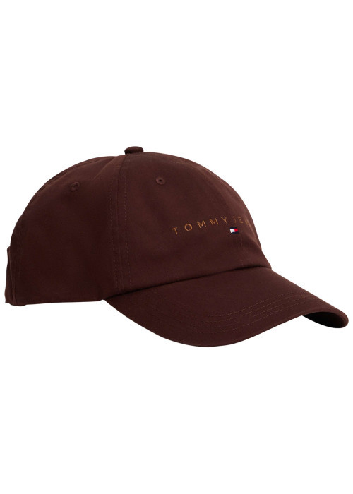 Casquette en coton biologique brune unie avec un logo brodé à l’avant