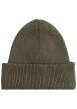 Thumbnail Bonnet en coton kaki uni en bord-côte avec un tour de tête élastiqué - Image 2