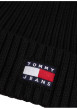 Thumbnail Bonnet en coton biologique noir uni avec un logo cousu à l’avant - Image 3