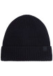 Thumbnail Bonnet marine uni en maille tricotée avec un logo en relief brodé