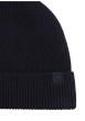 Thumbnail Bonnet marine uni en maille tricotée avec un logo en relief brodé - Image 2