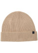 Thumbnail Bonnet beige uni en maille tricotée avec un logo en relief brodé
