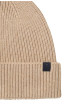 Thumbnail Bonnet beige uni en maille tricotée avec un logo en relief brodé - Image 2