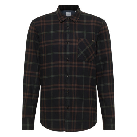 Chemise en coton marron à carreaux avec une...