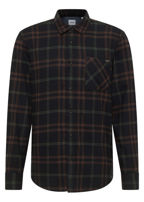 Chemise en coton marron à carreaux avec une coupe regular fit