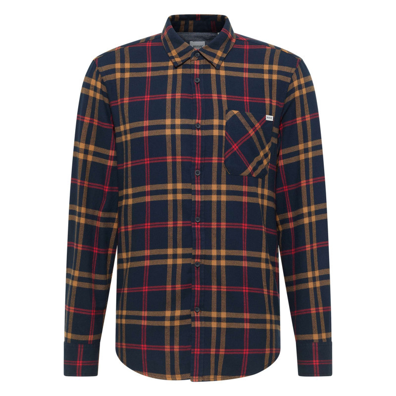 Mustang - Chemise En Coton Marine Camel Et Rouge à Carreaux Avec Une Coupe Regular Fit - Marine