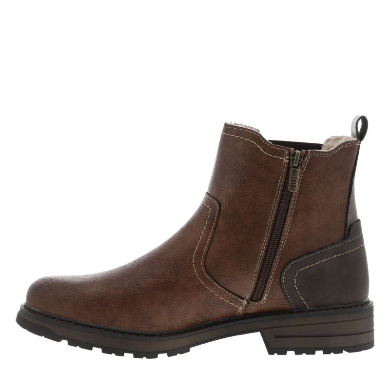 Mustang - Boots Café à Talon Décroché Bas Avec Un Zip Et Un Soufflet élastiqué - Café Mustang - Boots Café à Talon Décroché Bas Avec Un Zip Et Un Soufflet élastiqué - Café
